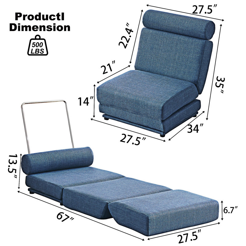 Canapé-lit moderne pliable, Bleu