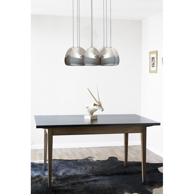 Ombre 8 - Light Chandelier, 48" H x 18" W x 18" D, Gray/Silver, Nickel Braided Cord