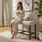 Risa Counter Height Bench, Gray Polyester Memory Foam Seat, Brown 40 Inch