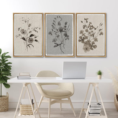 Minimal Botanical " Wildflower Bouquet " 3 - Pieces