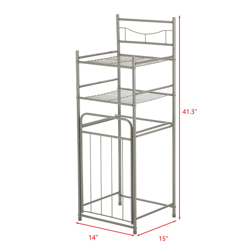 2-Shelf Steel Storage Shelf Unit with Hamper