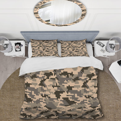 Ensemble de housse de couette en microfibre brun / crème 3 pièces