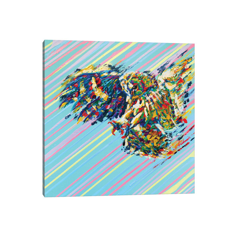 Owl - Speed Series by Tadaomi Kawasaki - Wrapped Canvas Painting, 30.48 cm H x 30.48 cm W