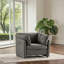 Fauteuil d'appoint surdimensionné en chenille gris doux pour salon