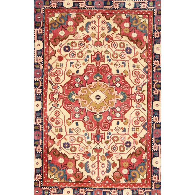 Tapis traditionnel rouge / beige, Rectangle 5 pi x 7 pi