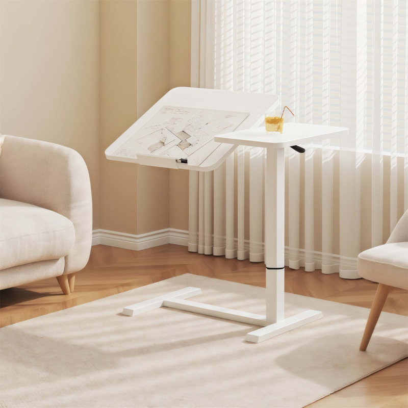 Bureau de chevet au-dessus du lit, support mobile pour ordinateur portable avec plateau inclinable et hauteur réglable pour le lit et le canapé
