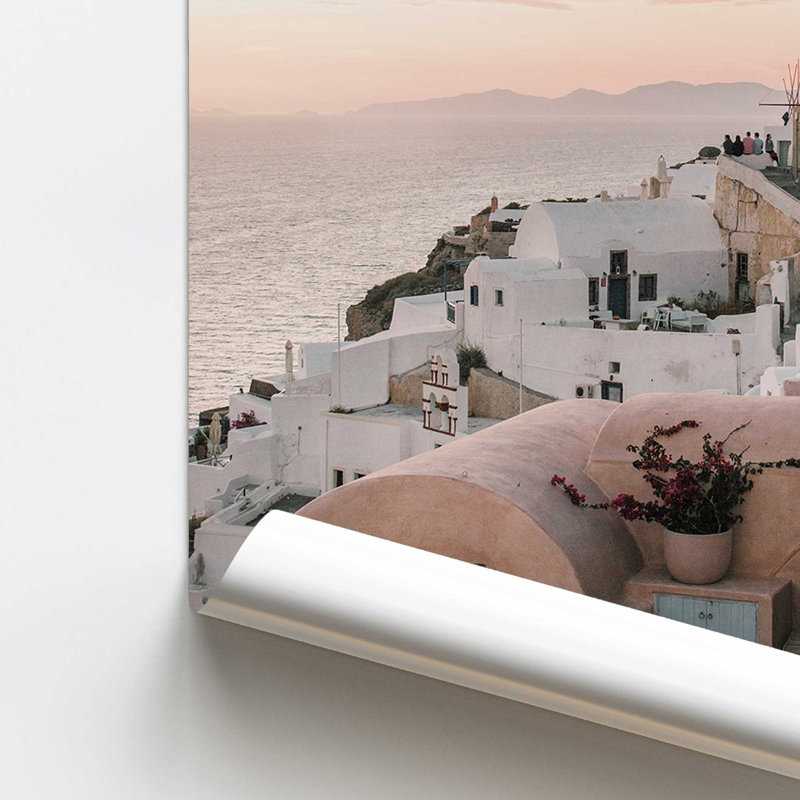 Coucher de soleil sur Santorin, Papier, H 10 po x l 8 po x P 0,1 po