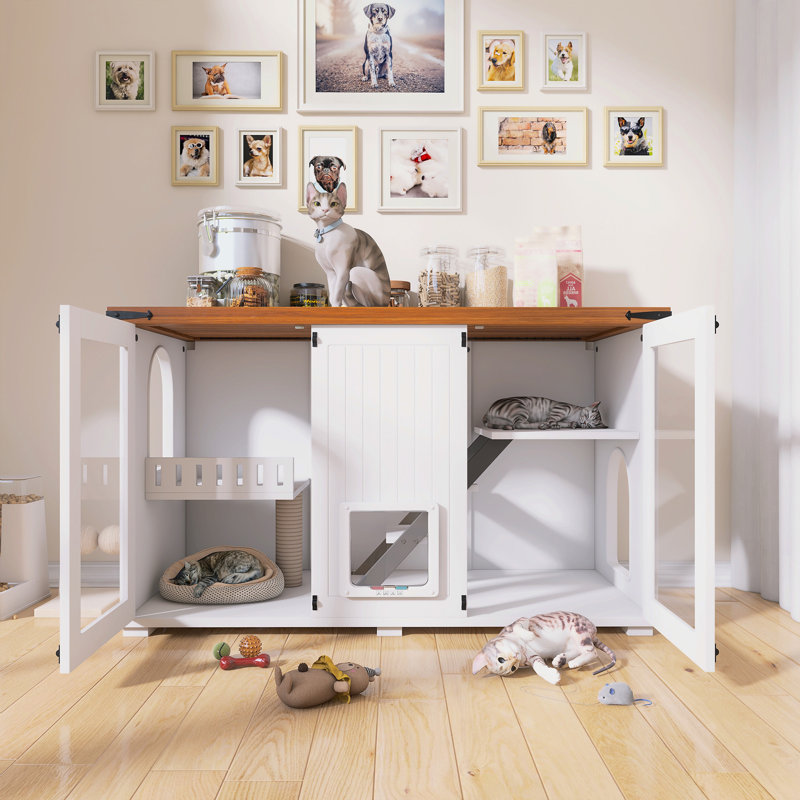 Large Cat Litter Box Enclosure With LED Litgt