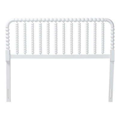Baxton Studio Finley Turned Bobbin Headboard - Crafted Wood Panel with Decorative Spindle Design for Cottage Farmhouse Bedroom, Queen, White