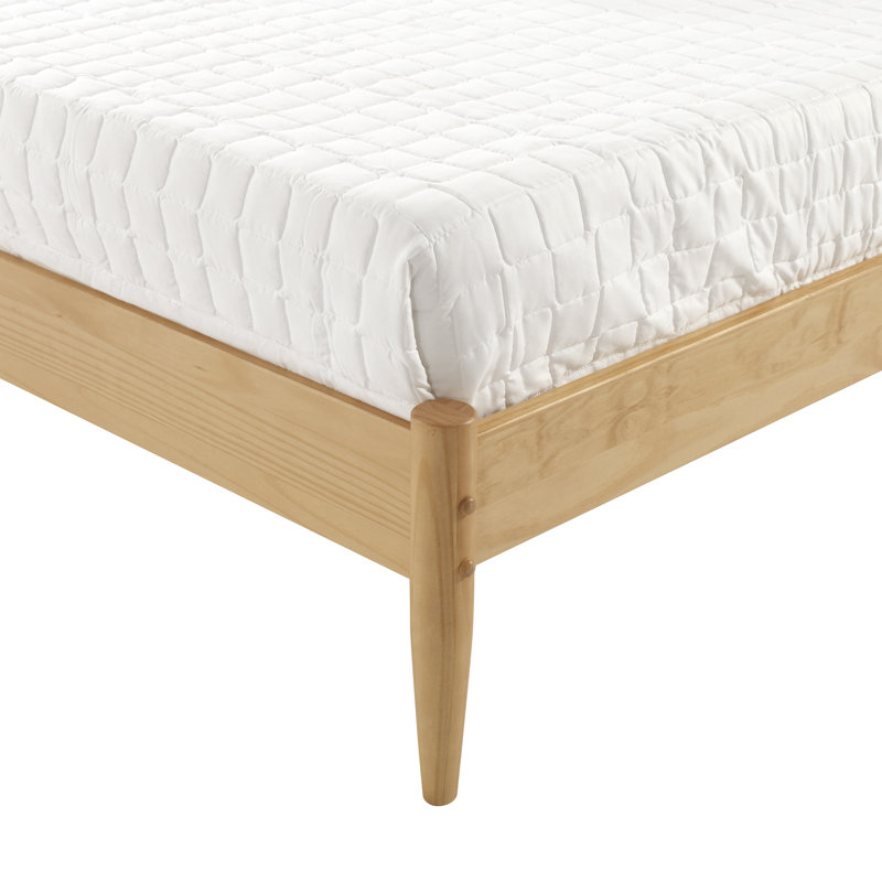 Grand lit en bois massif Ashlie, Chêne miel