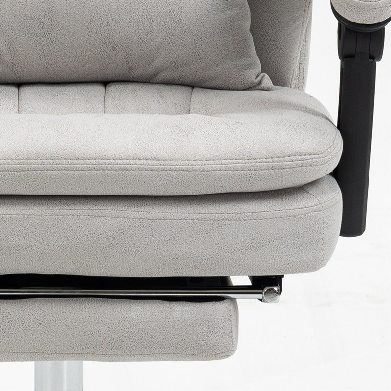Fauteuil de bureau de massage en microfibre Vinsetto, chaise de bureau d'ordinateur pivotante, chaise d'ordinateur inclinable chauffante avec coussin de soutien lombaire, gris clair