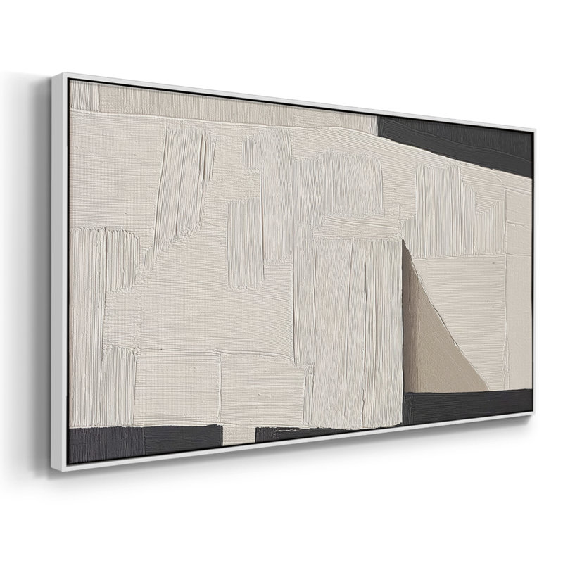 Série abstraite-DCXLIX- Toile tendue avec châssis tendue - Prêt à accrocher, H 17 po x l 33 po, Blanc