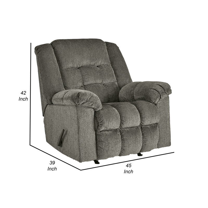 Fauteuil inclinable à bascule manuel 45 po Sancia, polyester rembourré, mastic, Mastic