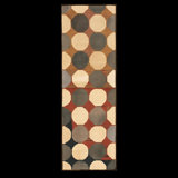 1960s Multi Circles Modern Vintage American Hooked Rug 4'1''x8'9'' Woven Carpet