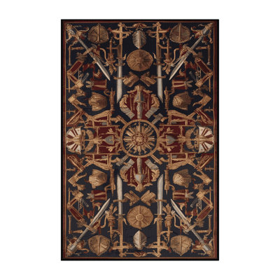 Machine Washable French Black Area Rug