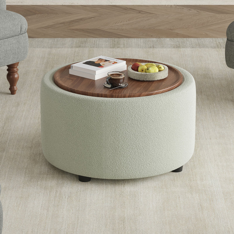 Table basse ronde avec rangement 28,1 "Teddy, Vert menthe