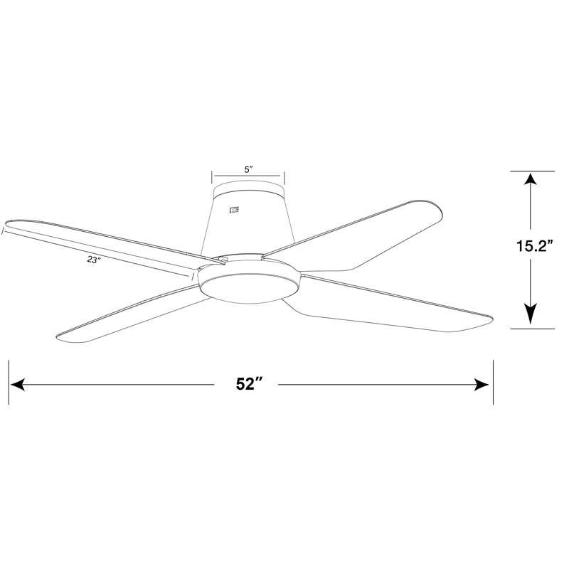 Ventilateur de plafond encastré intérieur / extérieur 52 po avec lumière et télécommande Aria Hugger, Blanc