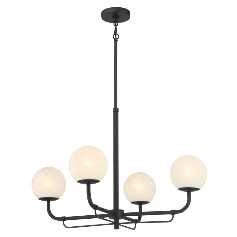 4 LIGHT CHANDELIER, Dark Matte Black