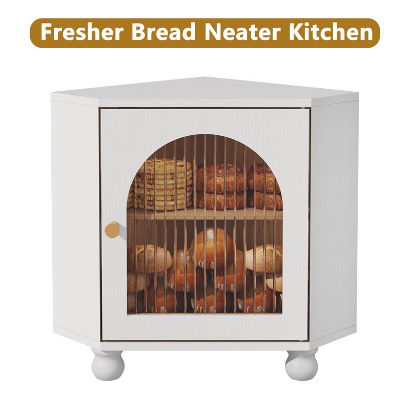 2-Layer Bread Box For Kitchen Countertop, White