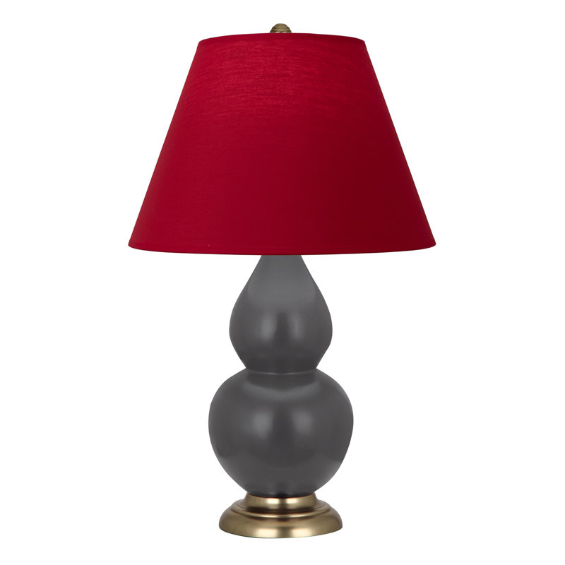 Petite lampe d'appoint à double gourde, Rouge, H 22,75 po x l 6 po x P 15 po, Gris mat / laiton