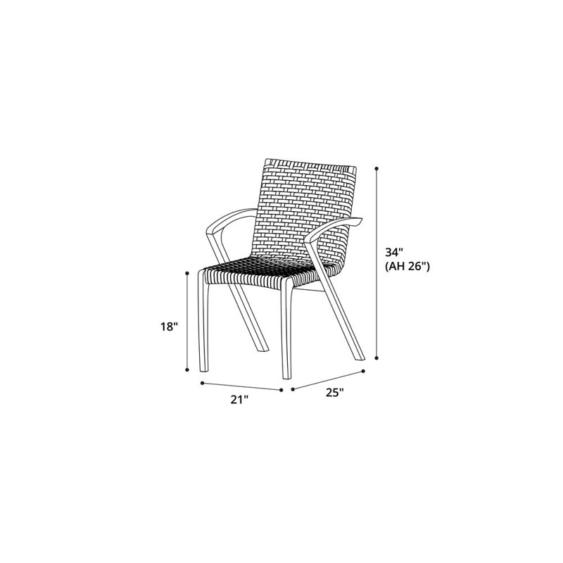 Verge Outdoor Dining Armchair, Shades of Gray Cord and Distressed Eucalyptus