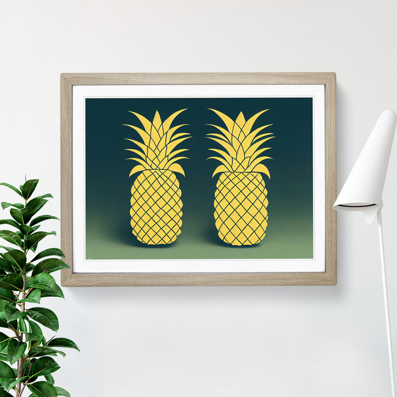 Abstract Pineapple Art Vol.1 - Framed Print, 34cm H x 46cm W x 2cm D, Oak