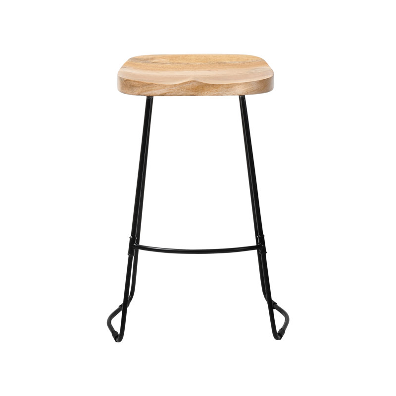 Derk Solid Wood Kitchen Counter Bar Stool, Natural, Counter Stool (68.5 cm Seat Height)