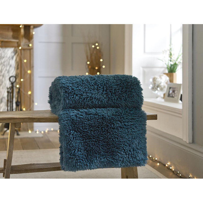 Quilted Throw Blanket, Petrol
