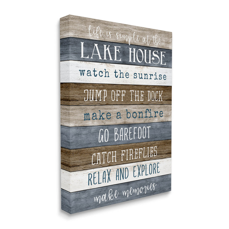 «Life Is Simple Lake House List», art mural par Natalie Carpentieri, H 48 po x l 36 po x P 1,5 po
