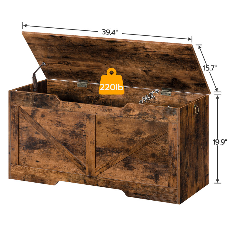 Lingle 39.4'' W Storage Bench with Flip Top Blanket Chest, Rustic Brown
