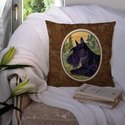 Scottish Terrier Indoor/Outdoor Square Brown Throw Pillow
