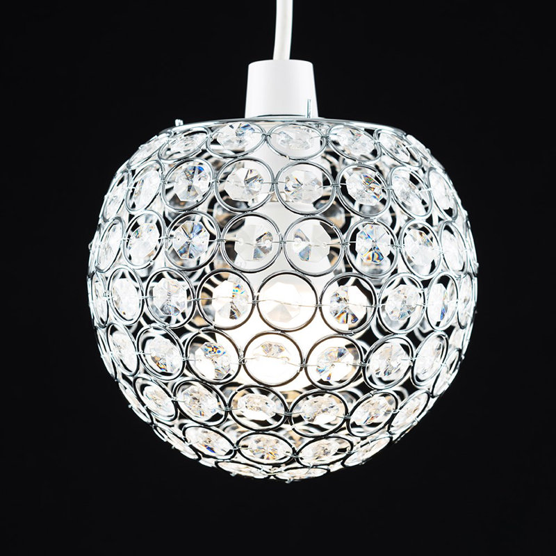 Arrington 18cm H Metal Round Pendant Shade ( Screw On ), Chrome, 6W BC B22 GLS