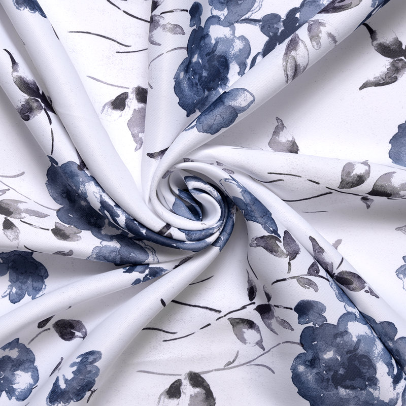 Paire de rideaux semi-transparents avec œillets Bratu, Bleu marine