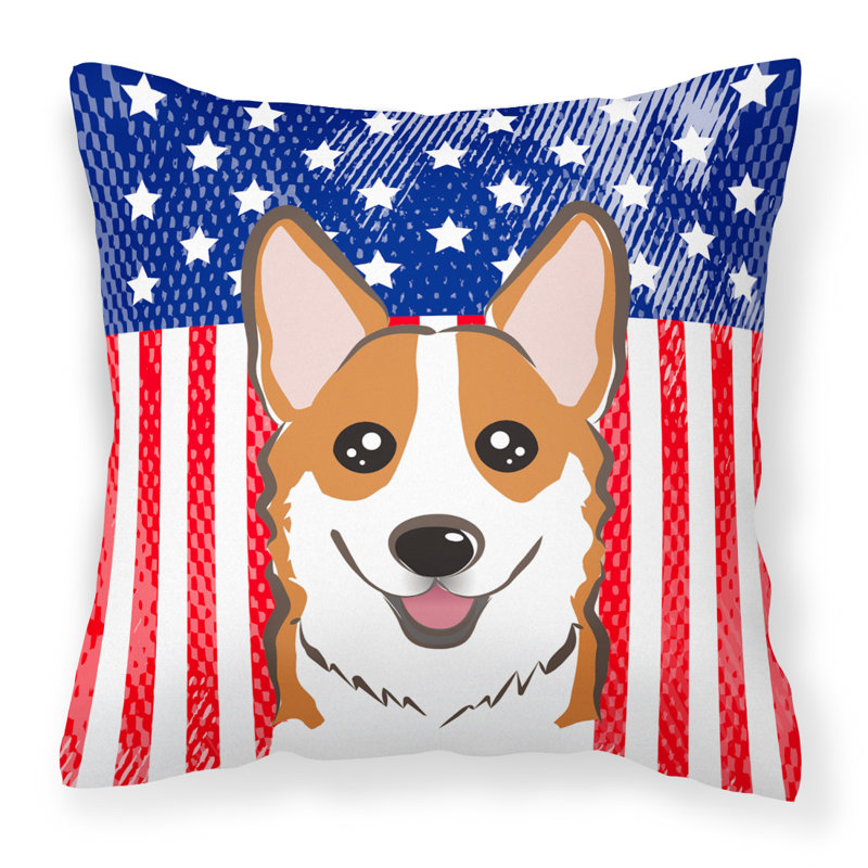  Coussin 14 "American Flag, 14 po x 14 po, Corgi rouge