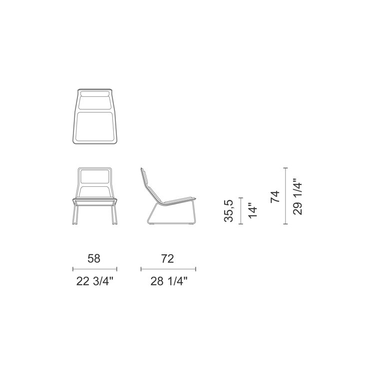 Low Pad Armless Chair