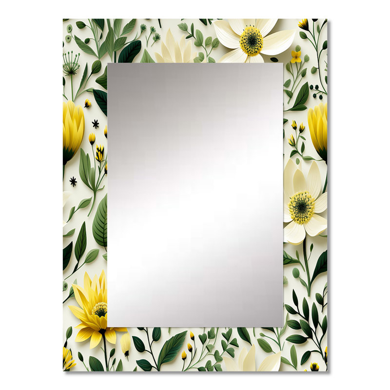 Lawson Meadow Greenery Botanical Green - miroir mural botanique, miroir décoratif bohème, impression d'art en métal