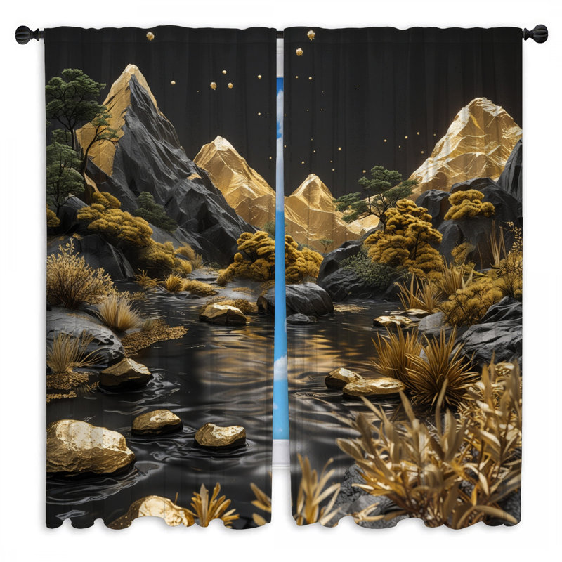 Rideaux de fenêtre Golden Mountains Landscape obscurcissant et obscurcissant - 2 panneaux, 20 po x 50 po - 2 panneaux