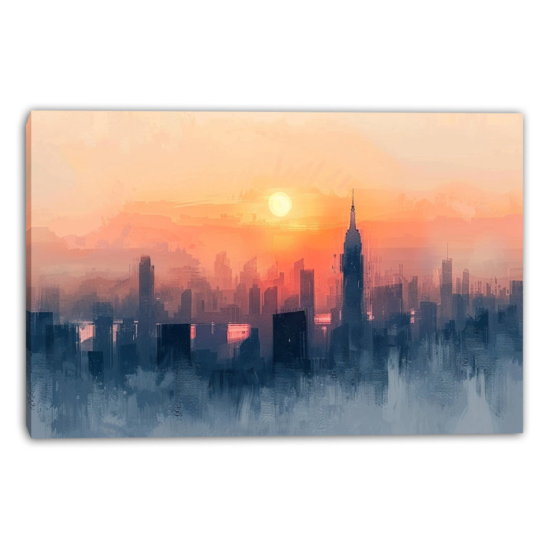 Art mural sur toile Mistline Waterfront City, H 16 po x l 24 po x P 1,5 po