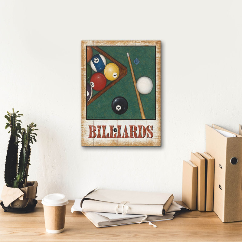  «Billiards V2» par David Carter, toile murale brune, 12 po x 16 po, 12 po x 16 po