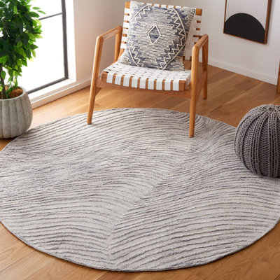 Aniessa Striped Hand Tufted Wool/Cotton Area Rug in White