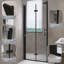 Porte de douche pliante robuste 36 x 72 po - Verre trempé avec film de sécurité, noir mat et joint étanche