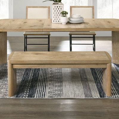 Banc rembourré moderne de style contemporain avec coins arrondis et finition chêne