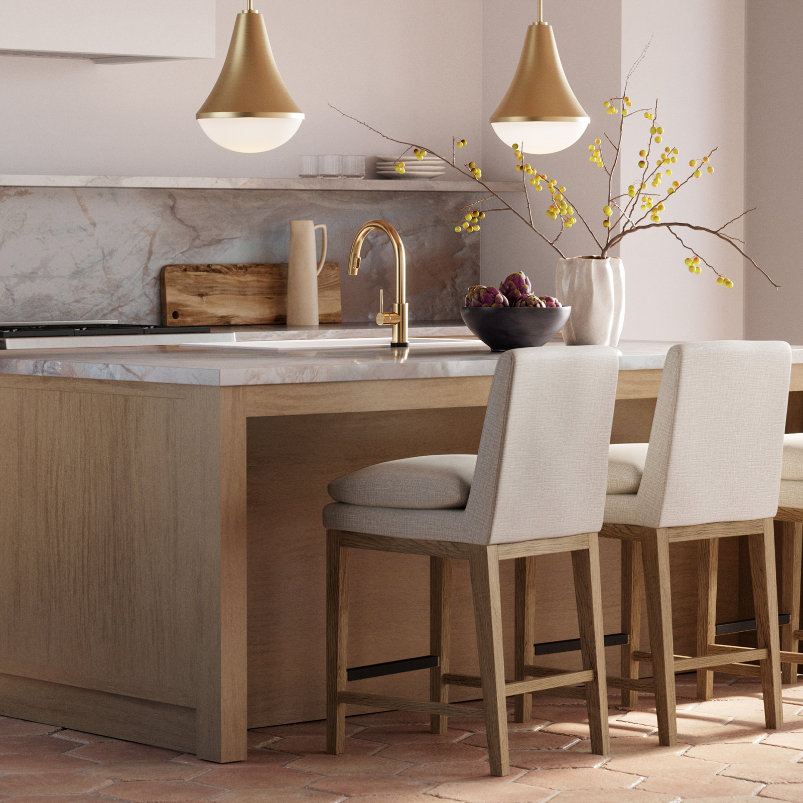 Candace Pendant Light, Lacquered Brass
