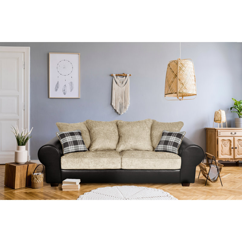 Rodrigez 3 Seater Chenille Sofa, Brown/Yellow
