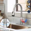 Robinets de cuisine en nickel brossé avec 4, boucle verrouillable rétractable, à gratter et à rouille, pour éviers de bar Rv, débit de 1,8 gallon par minute, robinet rotatif à 360 degrés, procédure d'installation simple et 4 modes de pulvérisation,