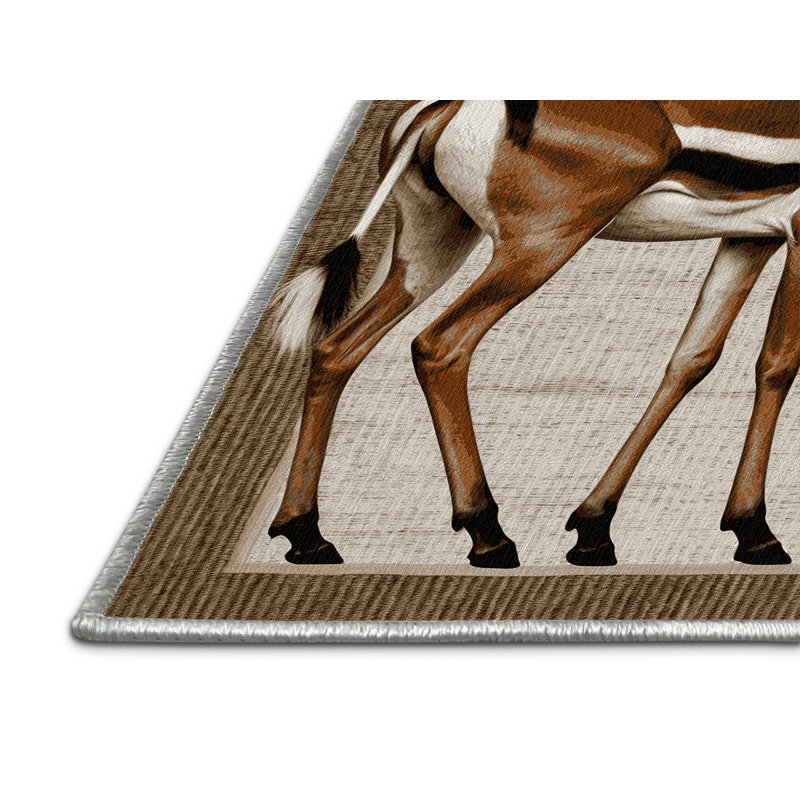 Washable Gerenuk Wildlife Area Rug, Square 7'