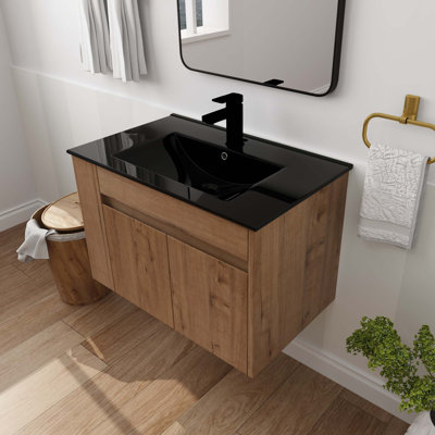 30"Bathroom Vanity With Basin And Adjust Open Shelf(Faucet not included)
