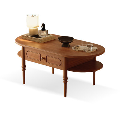 47.24" Brown Solid + Manufactured Wood Oval Coffee Table
