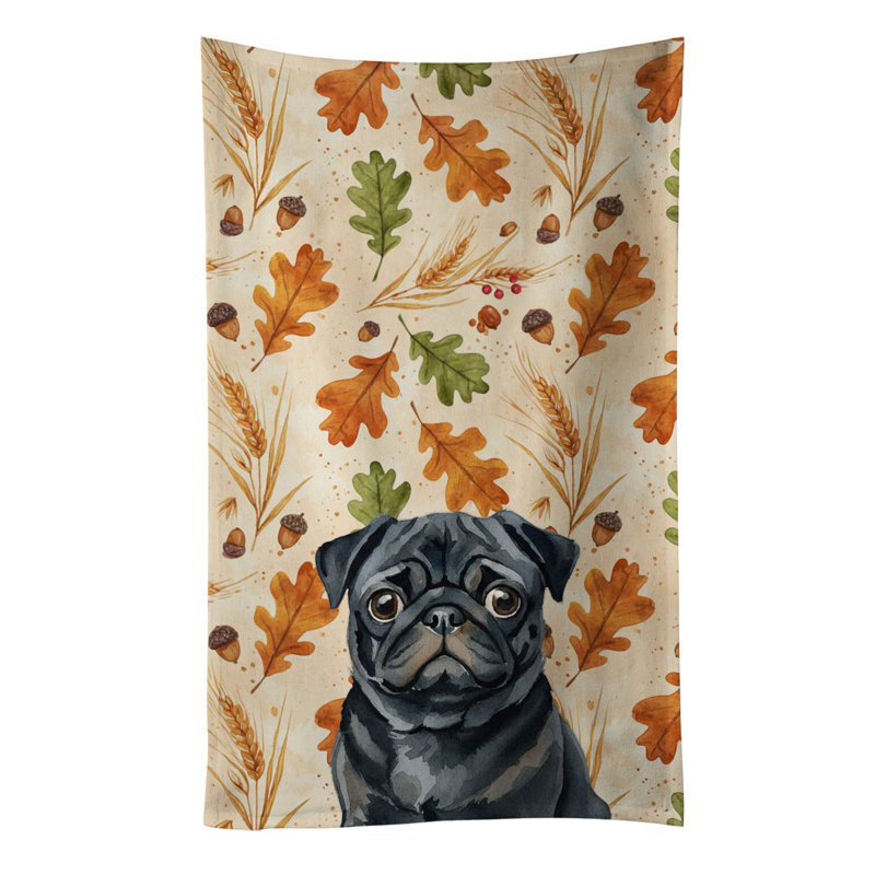 Serviette de cuisine noire Pug Heirloom, Pug noir