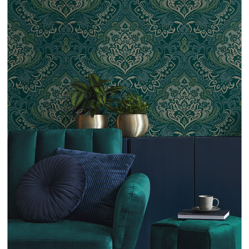 Rouleau floral Mantz, Bleu / bleu marine / blanc / gris